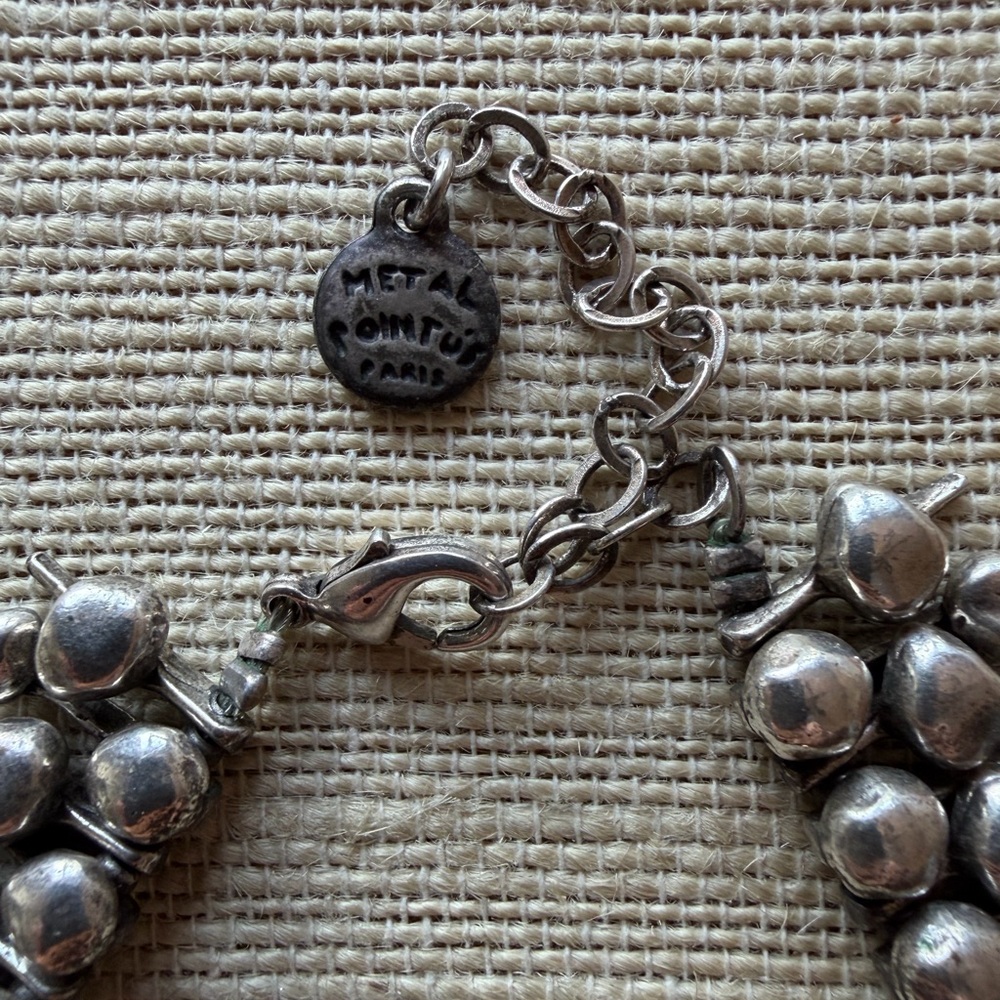 Metal Pointus Silver Beaded Collar Necklace 16-18 inches previously worn - Picture 3 of 6